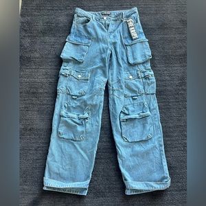 The Kript Denim Cargo Jeans, size Large